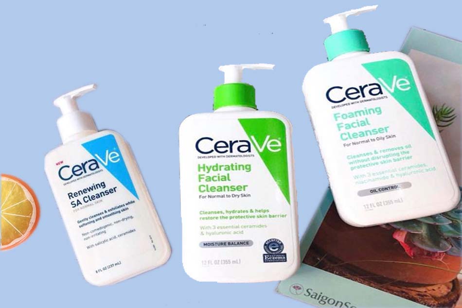 3 loại sữa rửa mặt chính được CeraVe Skincare phân phối trên thị trường 